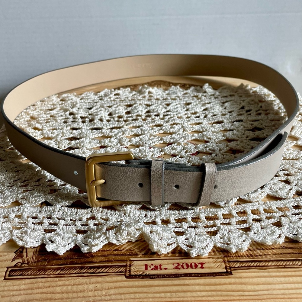 J.Crew 1.25” Genuine Leather Belt – Stone Color, Sz S, 41” Long